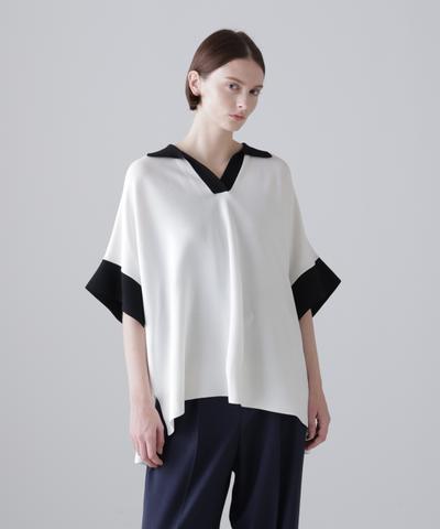 ◆バイカラーポロニット