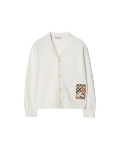 チェックラベル ウールカーディガン