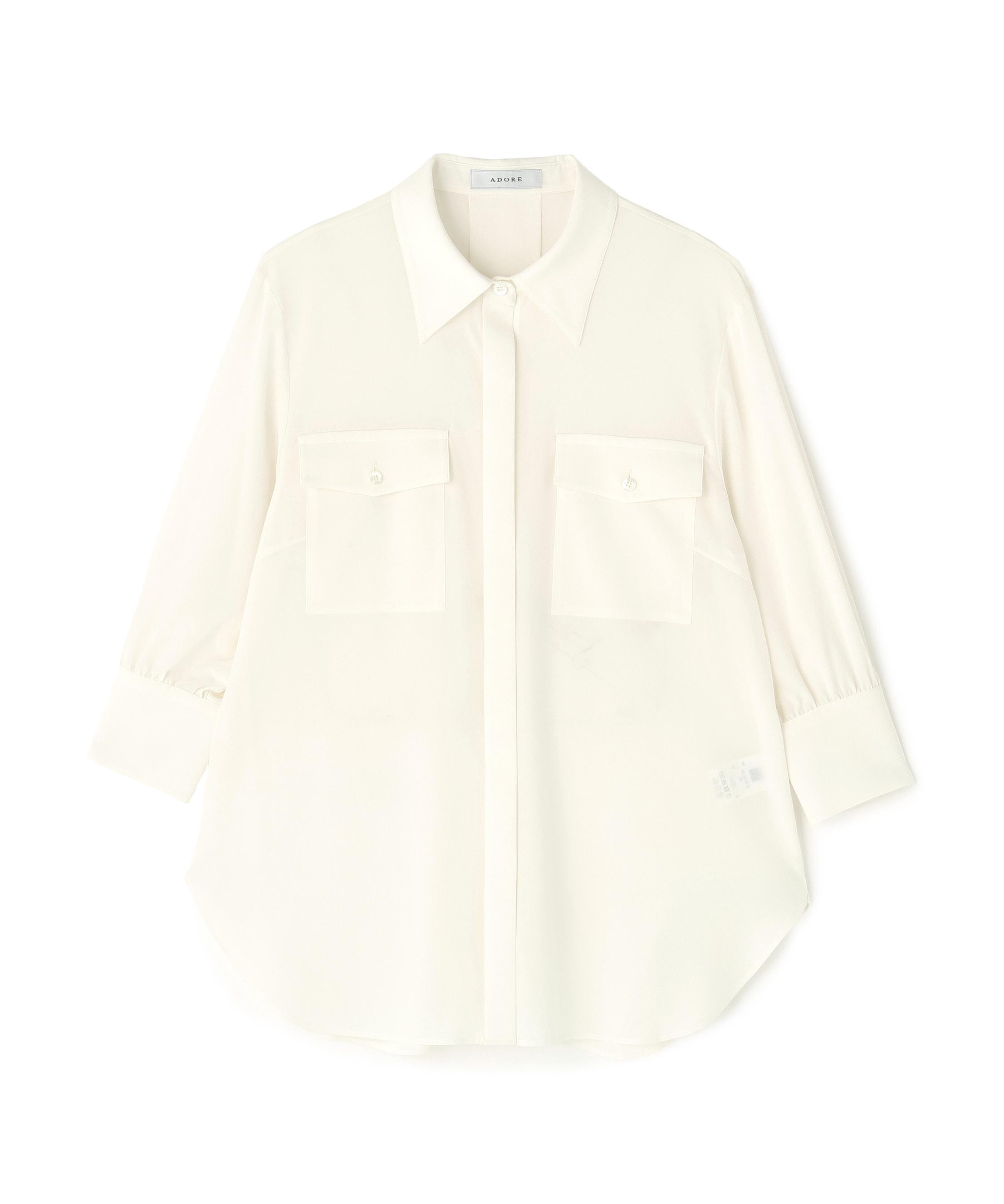 ADORE ◆ストレッチデシンブラウス ホワイト 38 ADORE ◆ストレッチデシンブラウス ホワイト 38