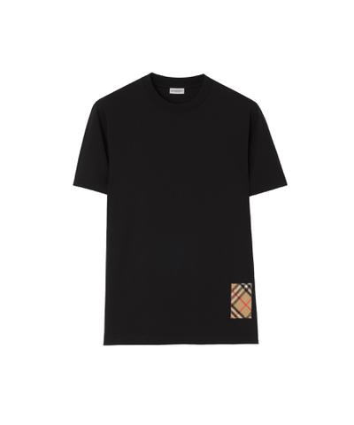 チェック カシミアパッチ コットンTシャツ