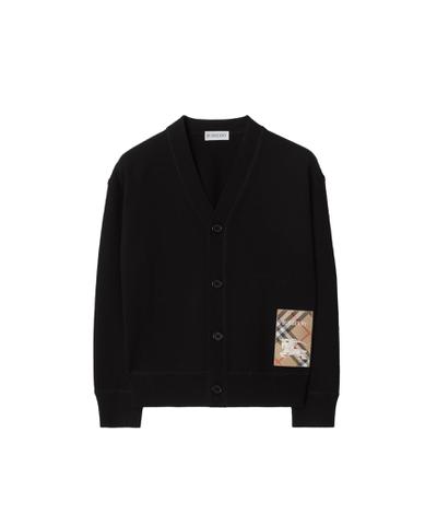 チェックラベル ウールカーディガン