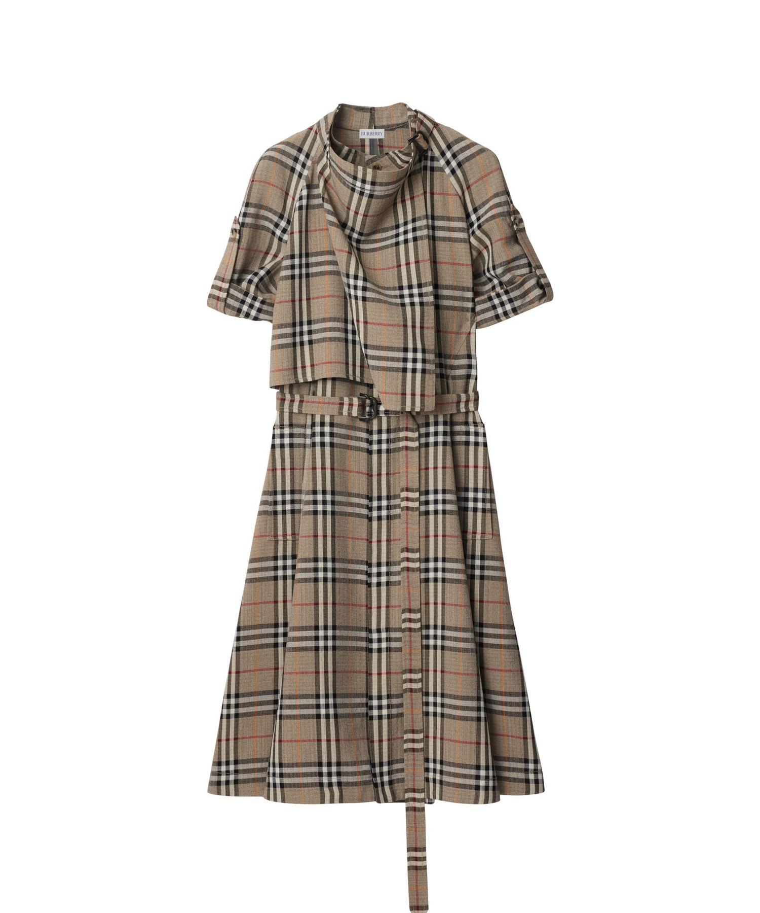 Burberry チェック シルクブレンド トレンチジャケット チェック シルクブレンド トレンチドレス (ライムストーン