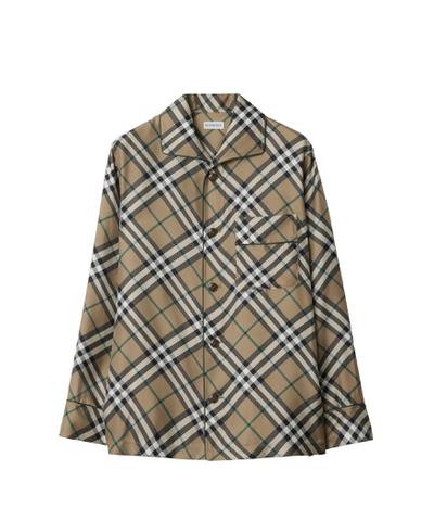 チェック シルクパジャマシャツ
