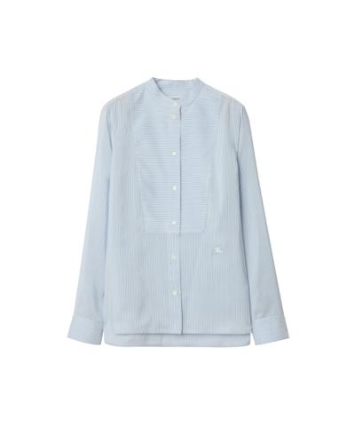 リラックスフィット ストライプ シルクポプリンシャツ