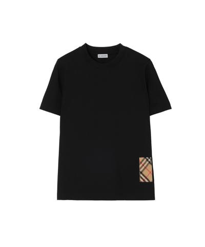 チェック カシミアパッチ コットンTシャツ