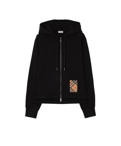カシミアチェックパッチ コットン ジップフーディー