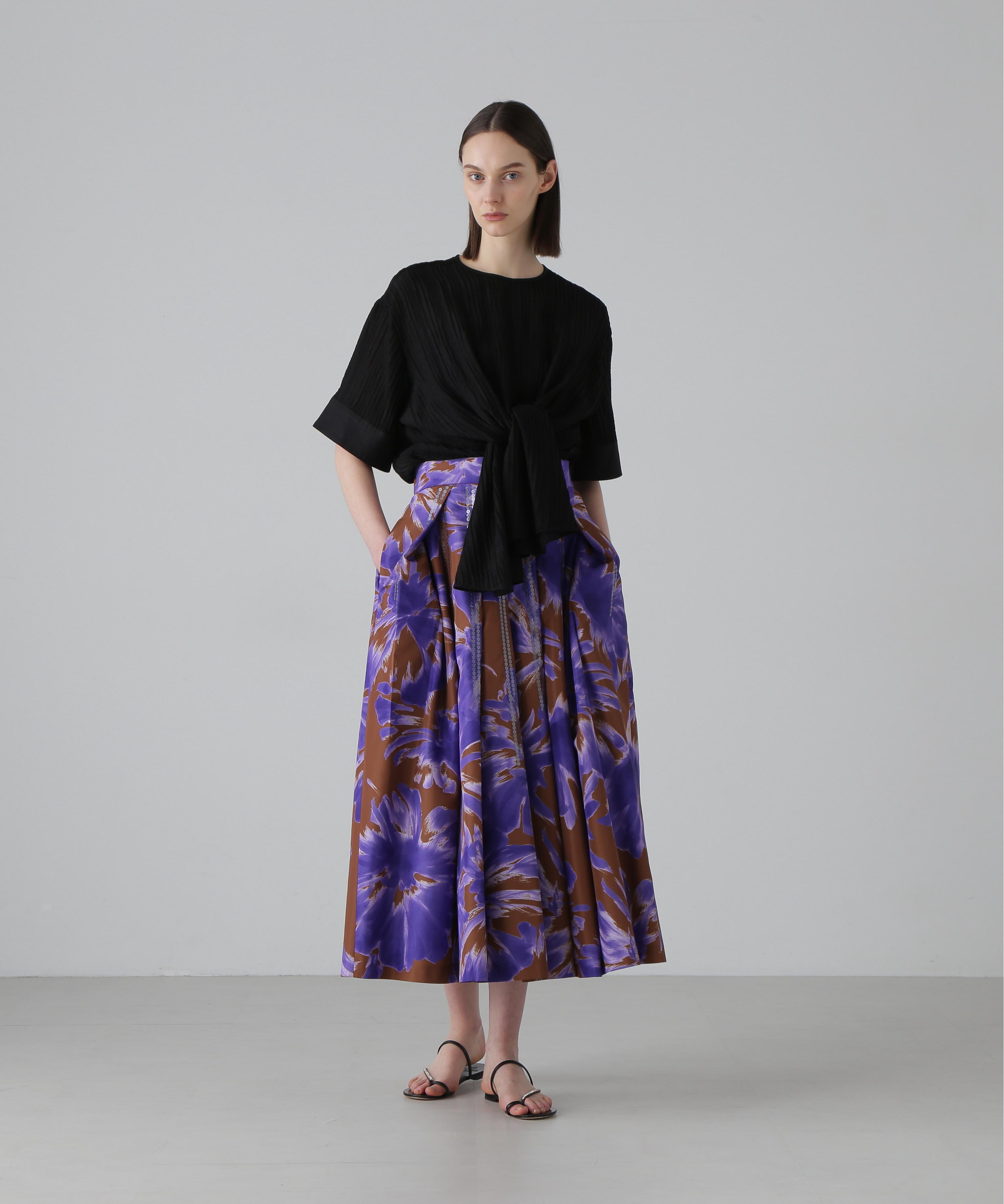 ADORE ◆ブラッシュフラワープリントスカート パープル 36 ADORE ◆ブラッシュフラワープリントスカート パープル 36