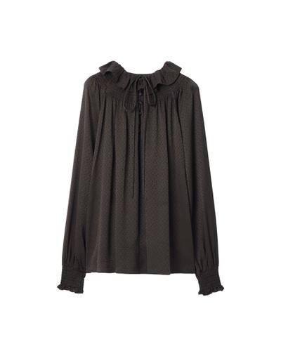 ジオメトリック シルクブラウス