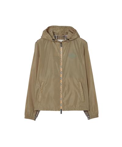 チェックトリム ナイロン フーデッドジャケット