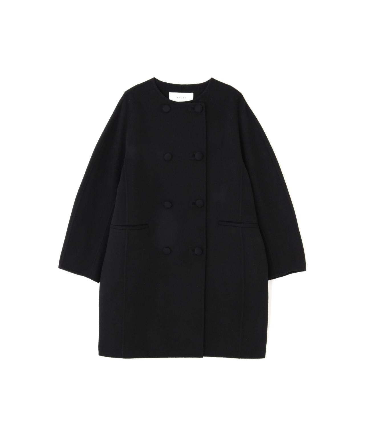 ADORE ピュアカシミヤノーカラーコート ブラック ３８