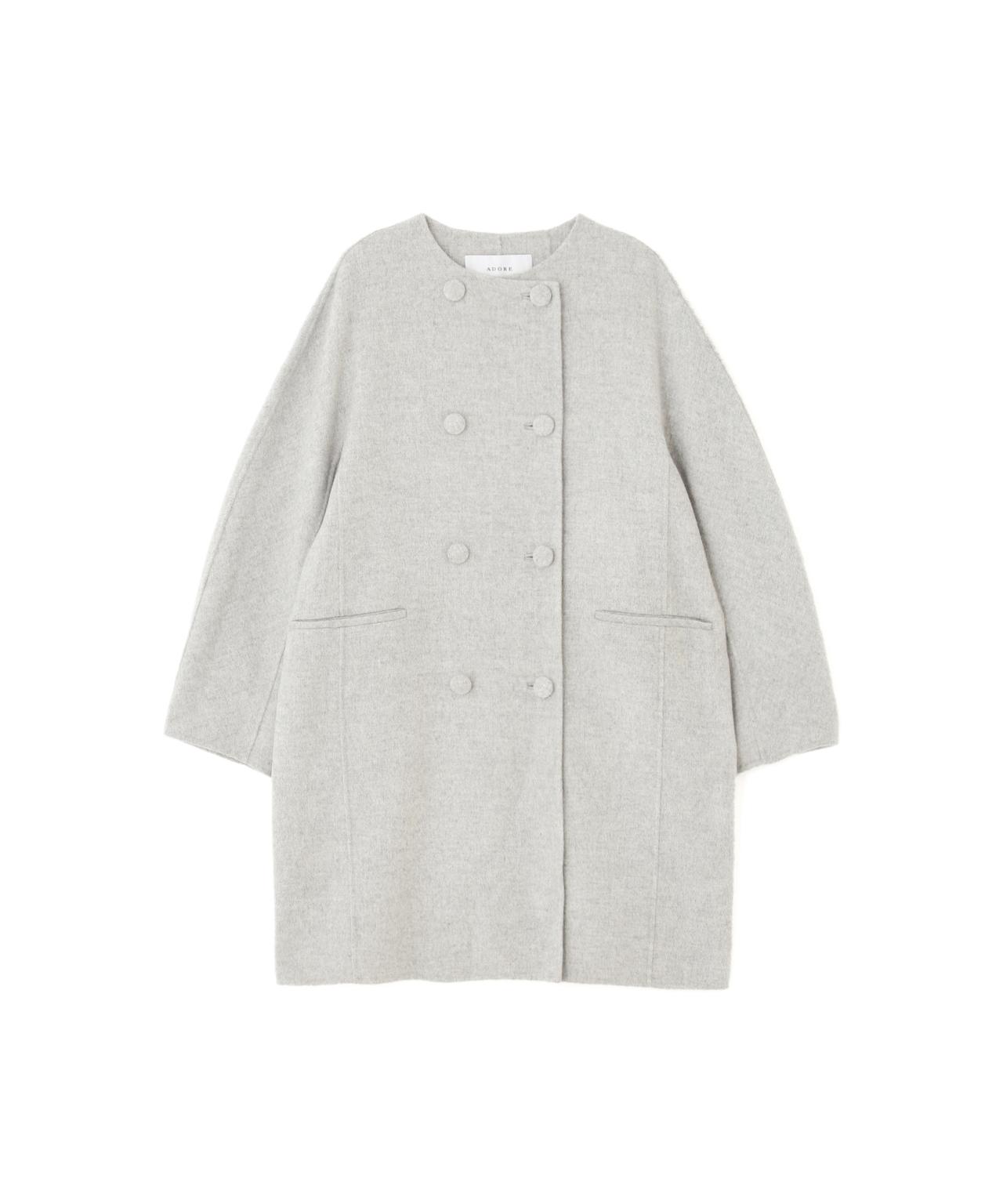 ADORE ピュアカシミヤノーカラーコート グレー ３８