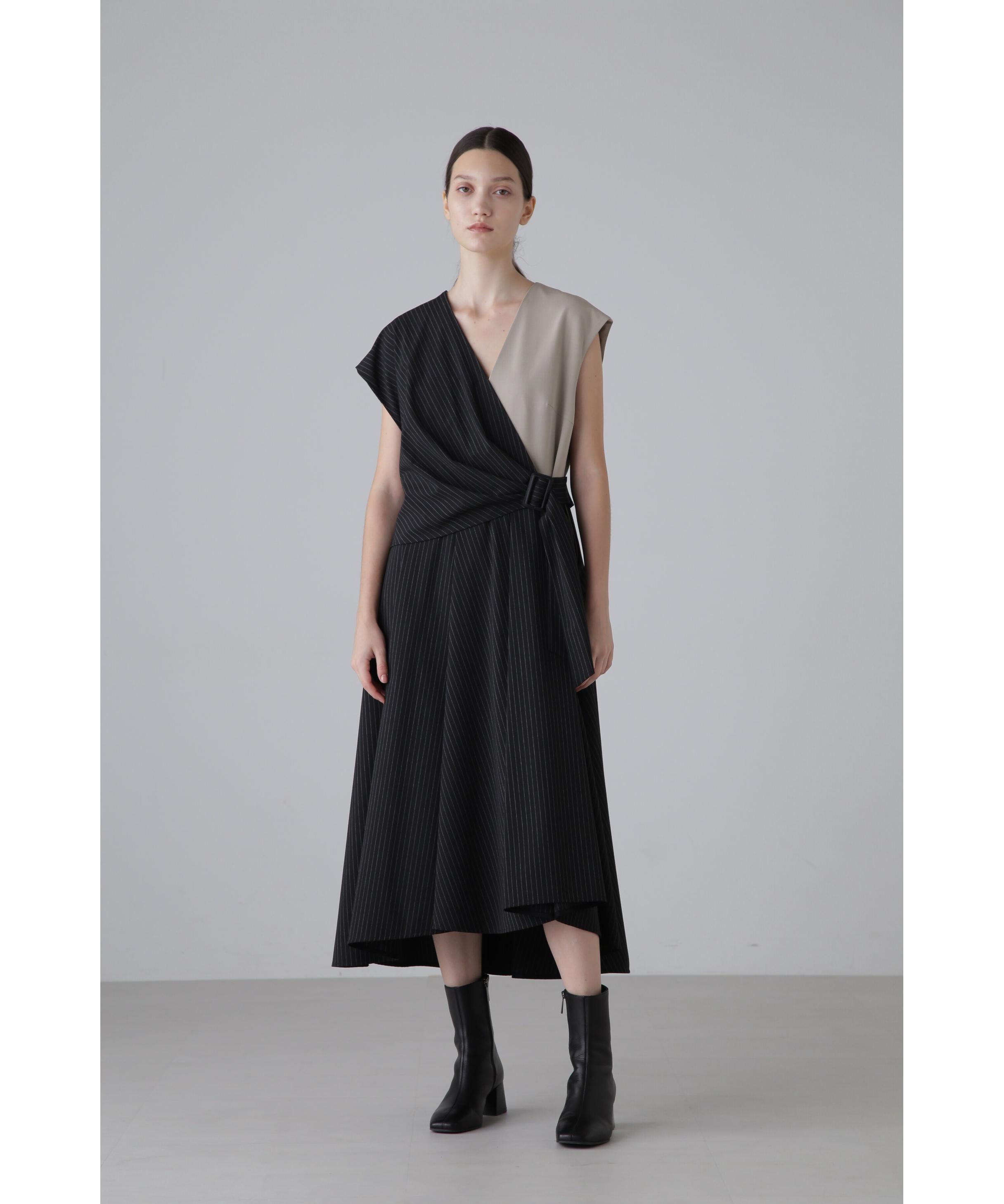 ADORE ◆ストレッチストライプワンピース ブラック 38 ADORE ◆ストレッチストライプワンピース ブラック 38