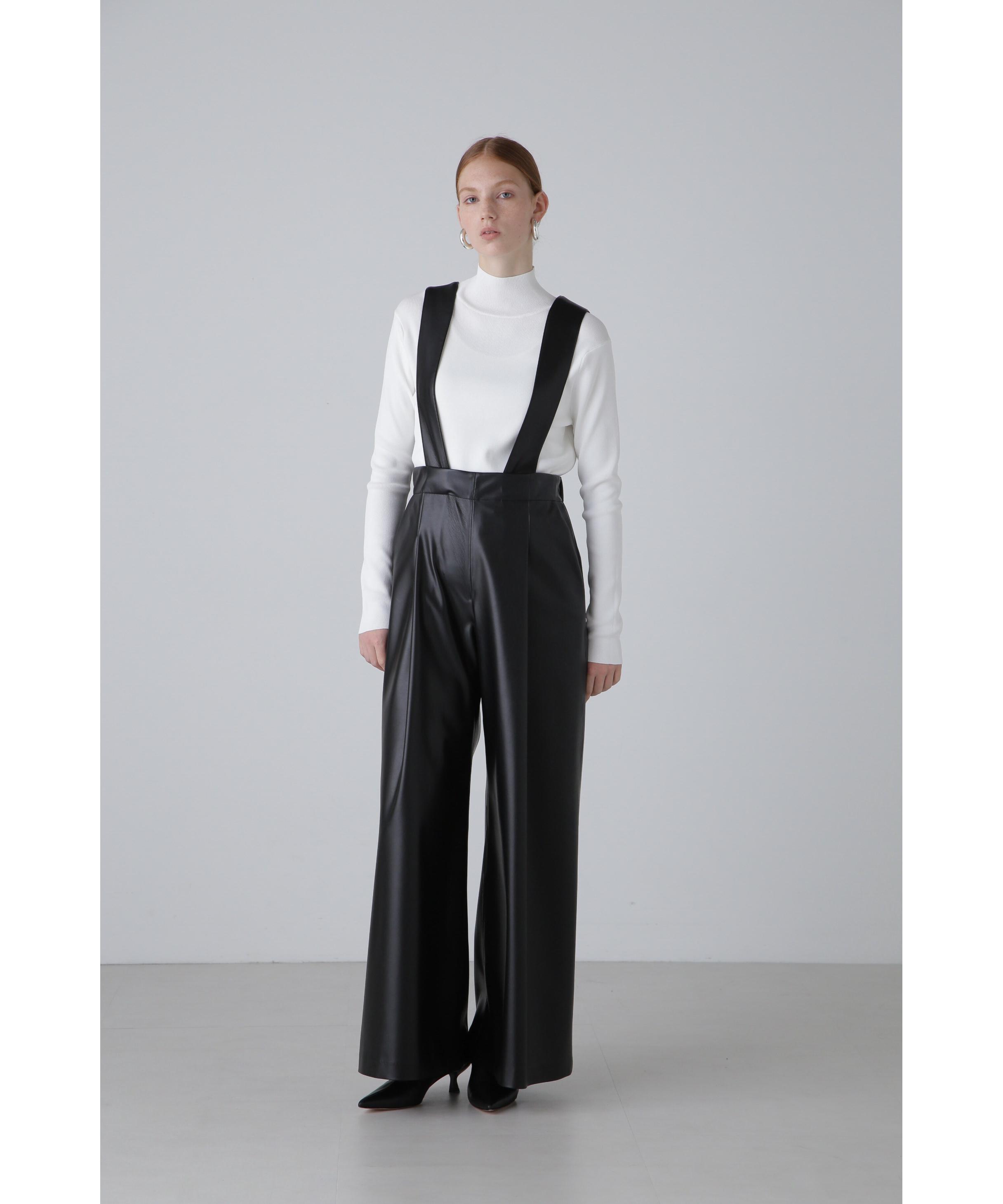 ADORE ストラップオーバーオールフェイクレザー ブラック 38 ADORE ストラップオーバーオールフェイクレザー ブラック 38