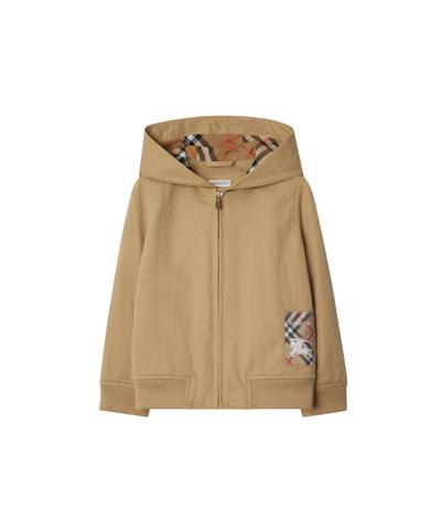 チェックラベル ナイロンコットン ジップフーディー