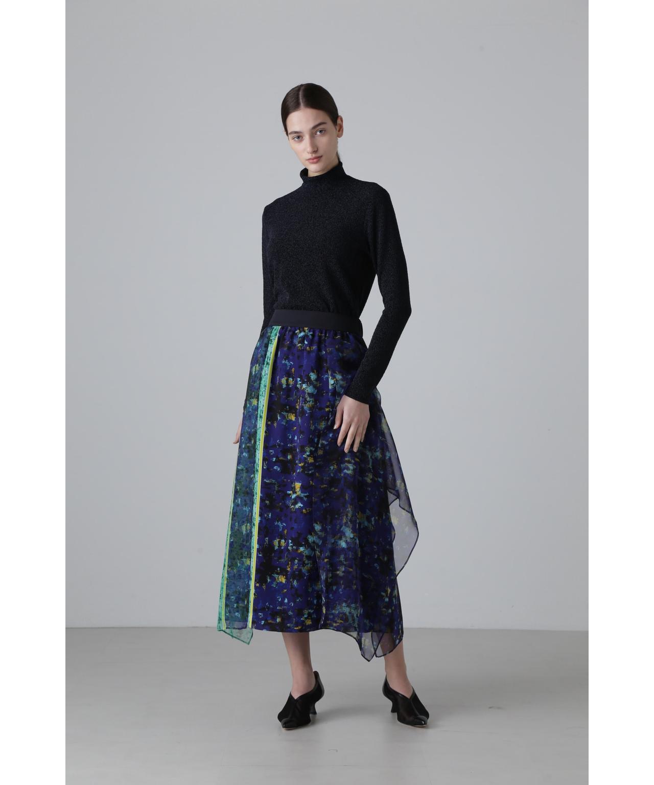 新品未使用⭐︎アドーア シャイニーニットジャガードハイネックカットソー ◇シャイニーニットジャガードハイネックカットソー