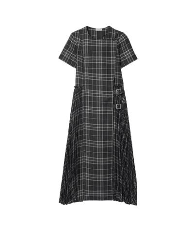 チェック ウールブレンド キルトドレス