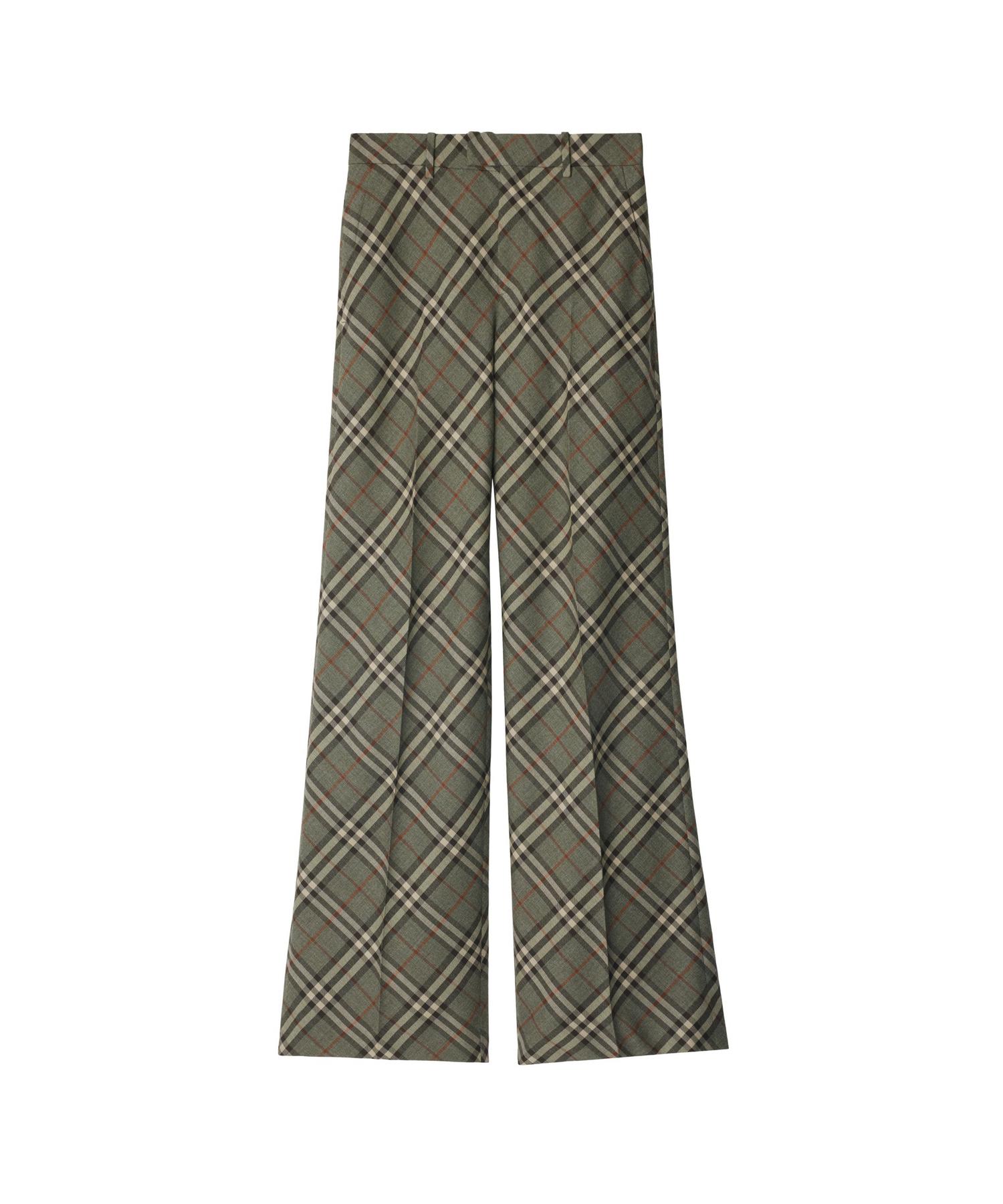 新作☆【BURBERRY】チェック ウール テーラードトラウザー ナイロンウールブレンド テーラードトラウザー (ファロー