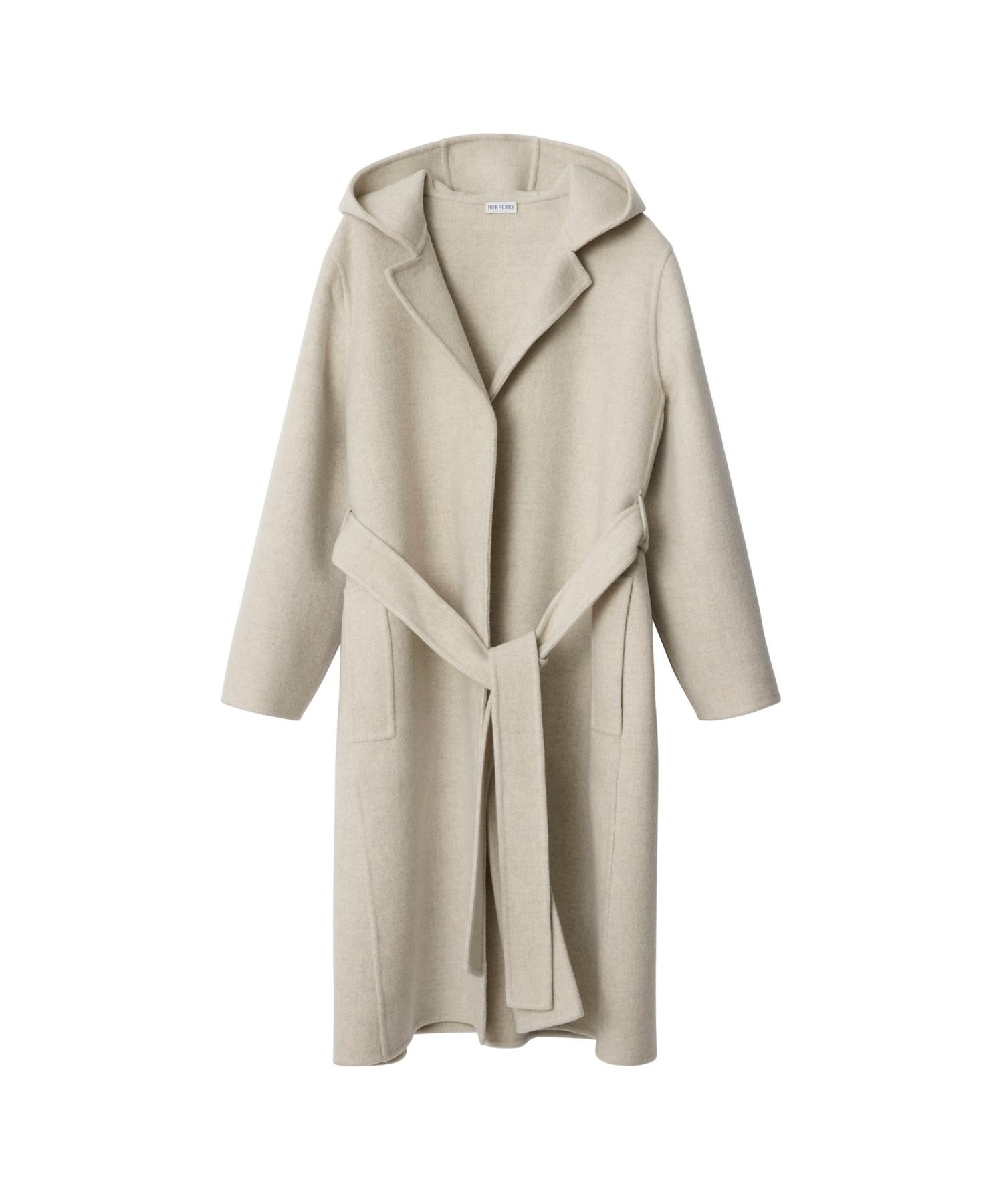 ★Burberry★チェックディテール ウール フーデッドラップコート カシミア フーデッド ラップコート(O10722221)|阪急百貨店公式