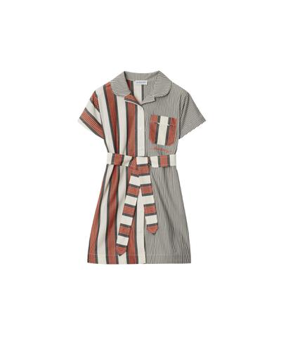 ストライプコットン シャツドレス