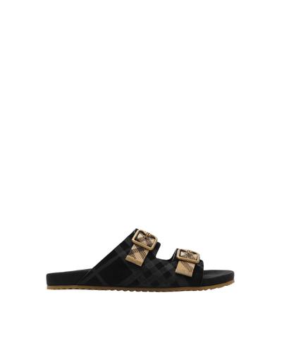 チェック スエード アーチンサンダル