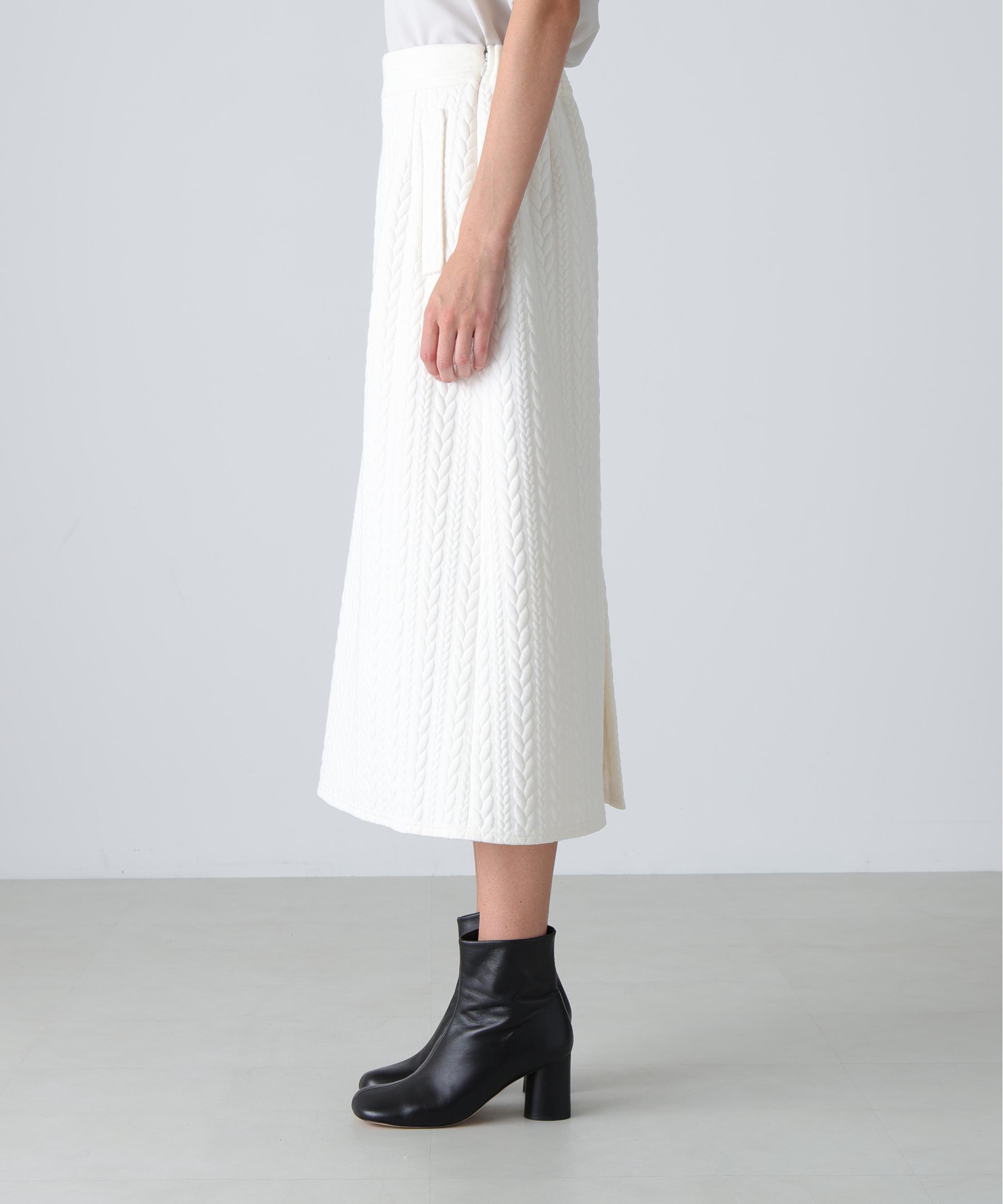 ADORE アドーア　Ｗジャガード ジャージー スカート　38 ブラック タフタコンビハイテンションジャージースカート | ADORE