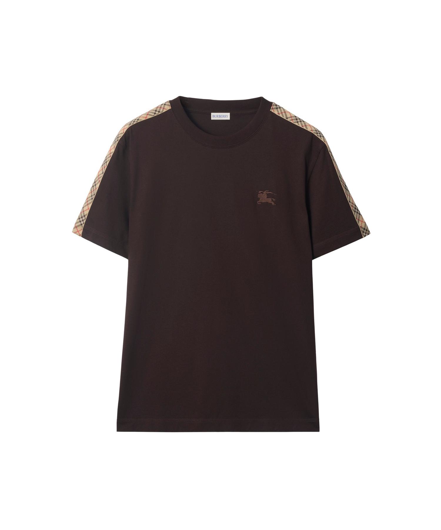 BURBERRY】チェックトリム コットンTシャツ ホワイト BURBERRY