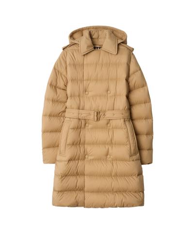 ミッドレングス ナイロン フーデッド ダウンコート