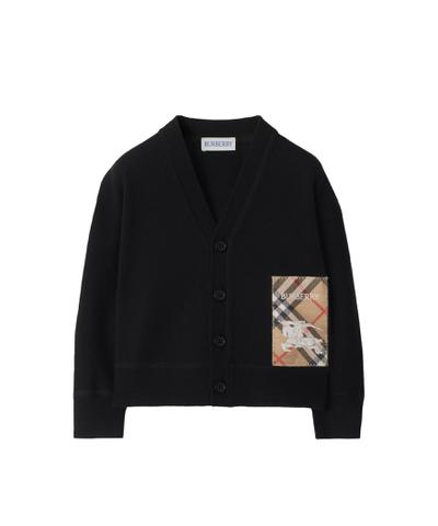 チェックラベル ウールカーディガン