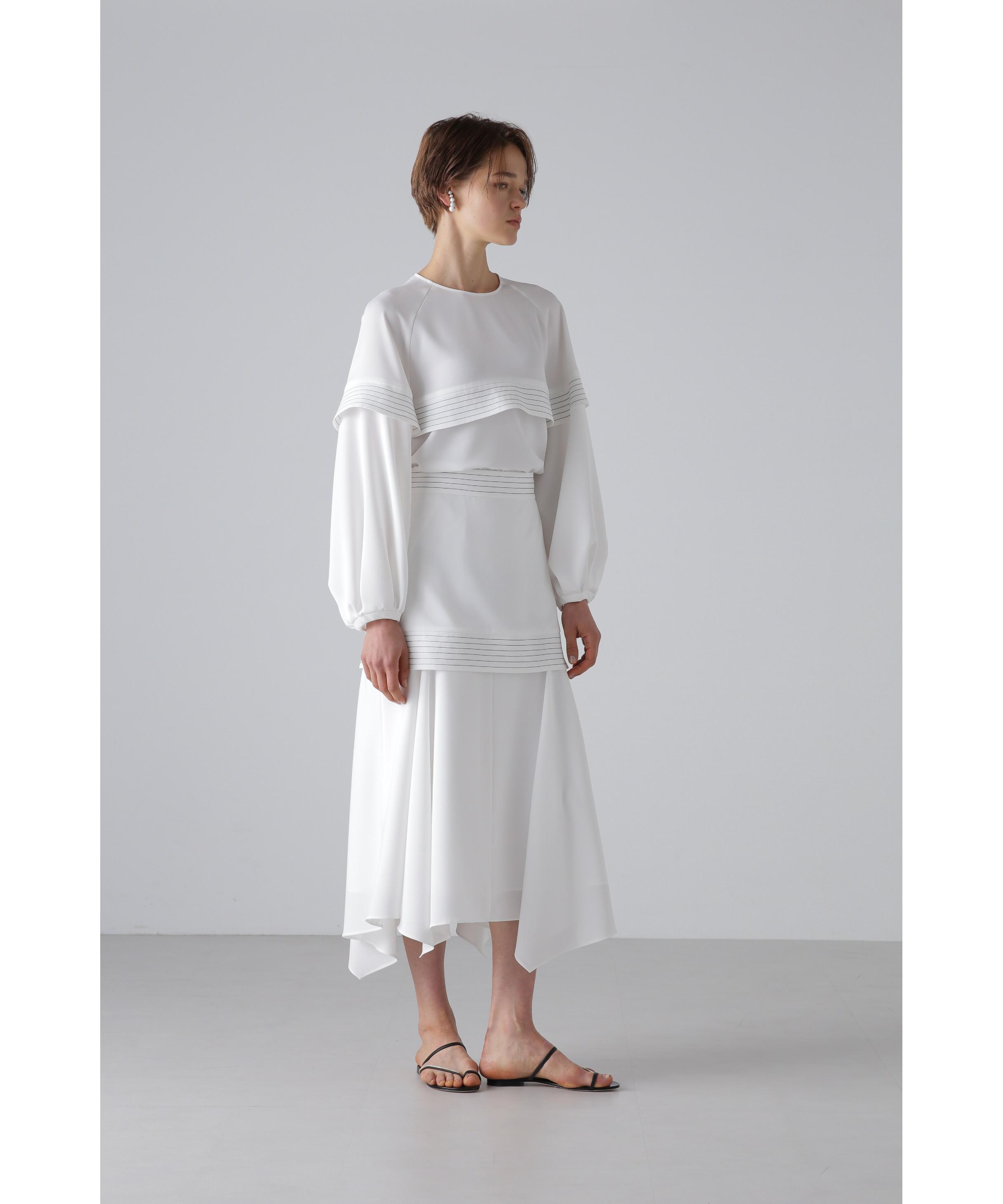 ADORE ◆ステッチジョーゼットスカート ホワイト 36 ADORE ◆ステッチジョーゼットスカート ホワイト 36