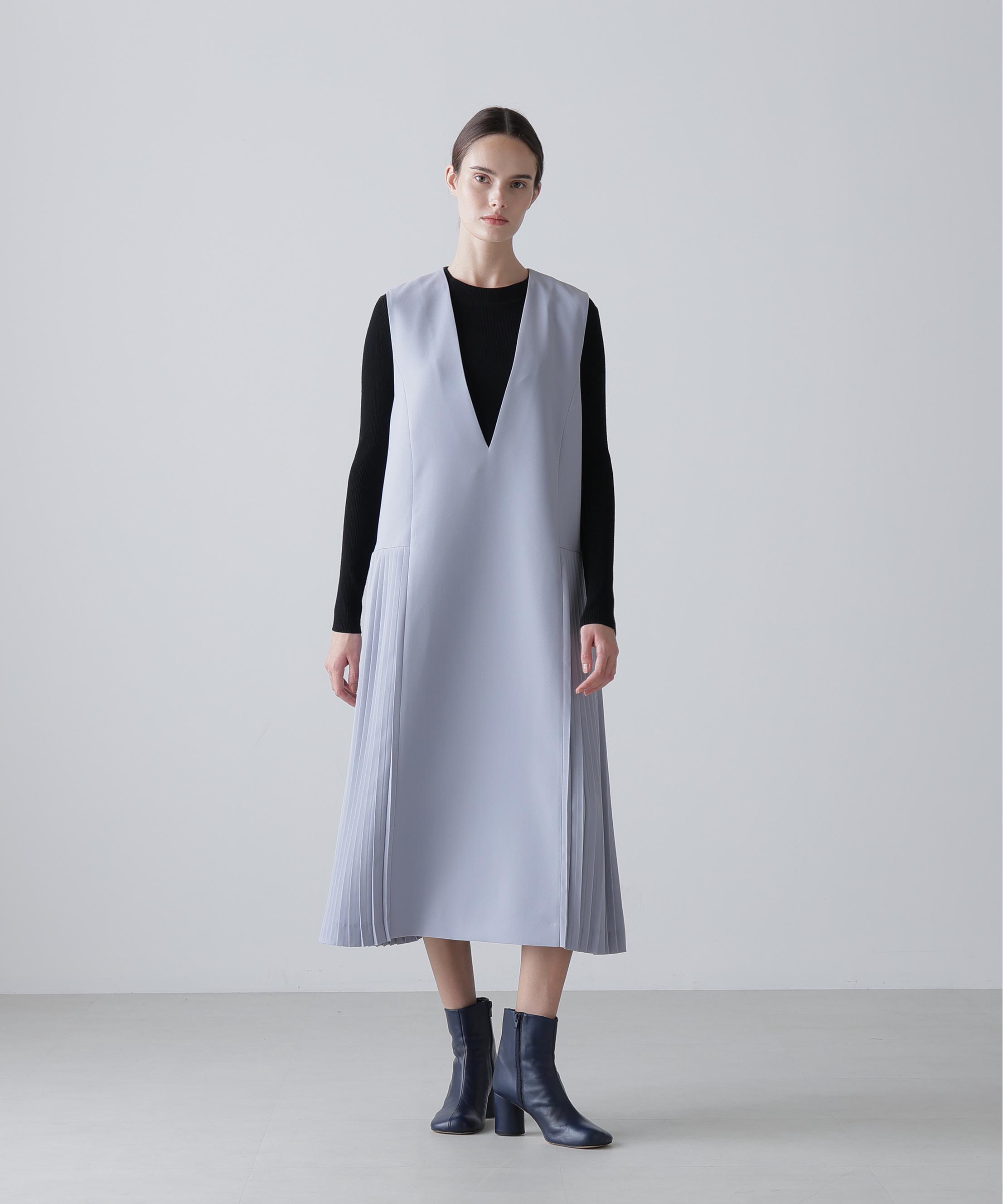 ADORE ◆バックサテンアムンゼンワンピース ブルー 38 ADORE ◆バックサテンアムンゼンワンピース ブルー 38