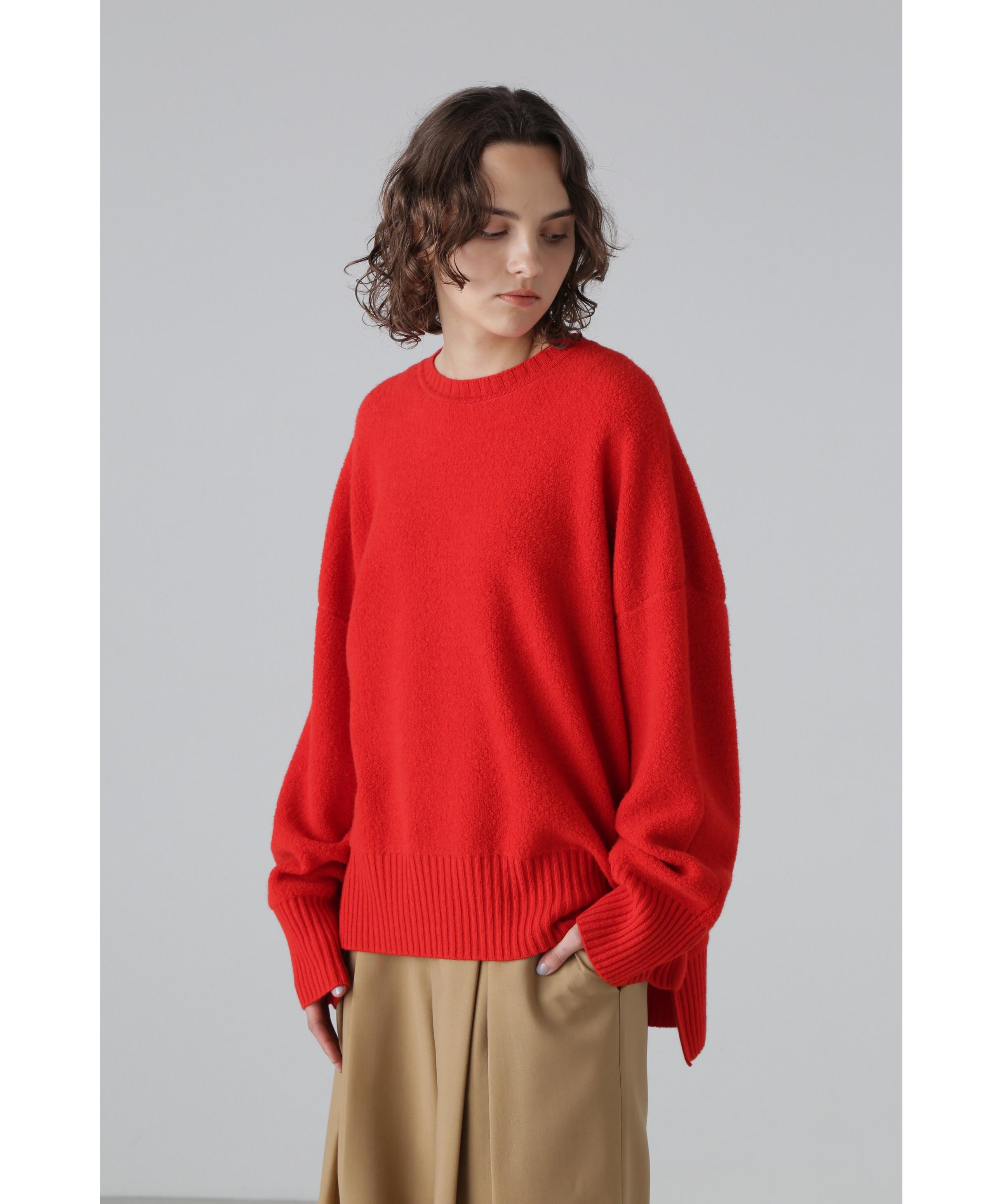 ADORE ◆パイルニットプルオーバー レッド 38 ADORE ◆パイルニットプルオーバー レッド 38