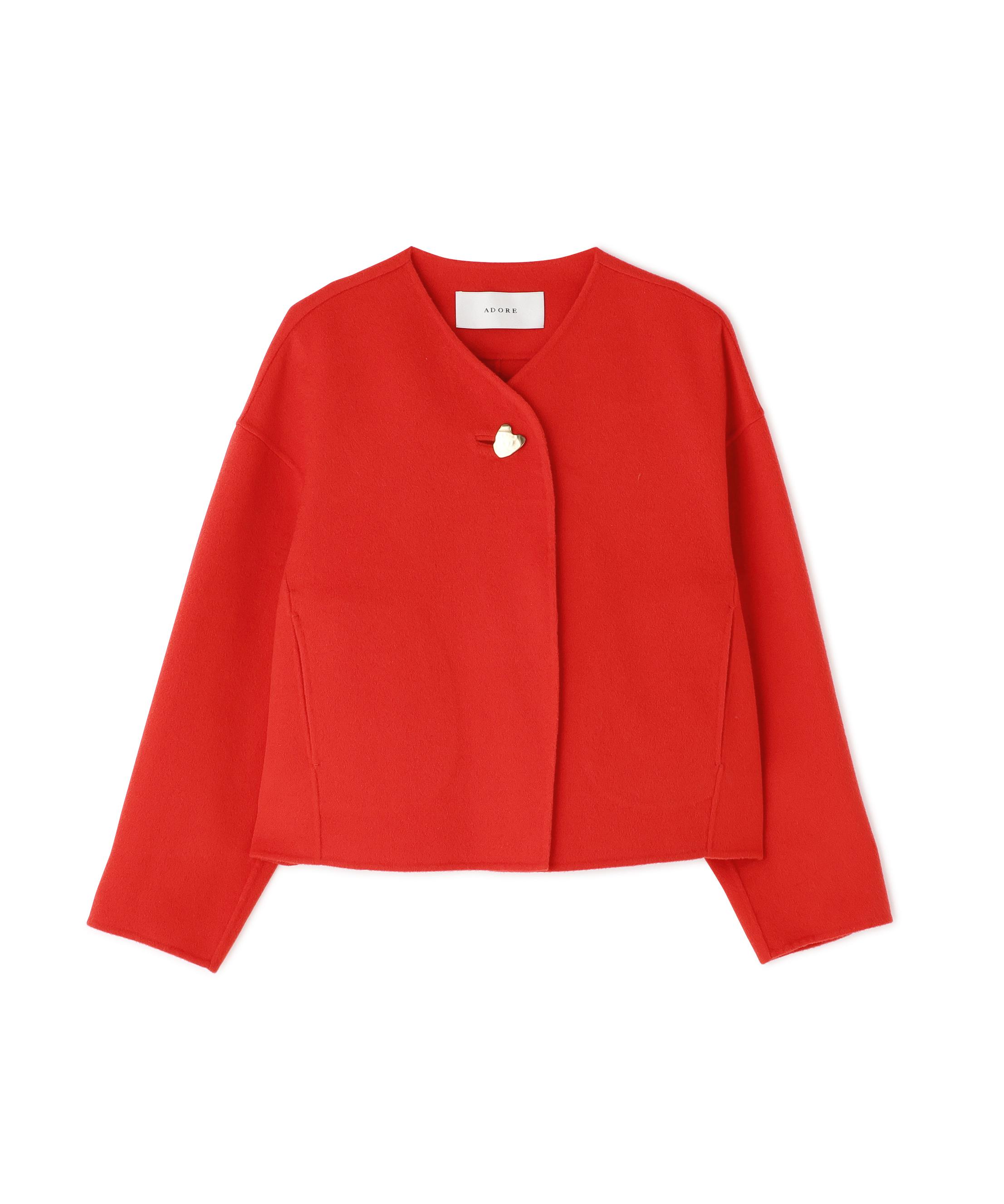 ADORE ◆ピュアカシミヤジャケット レッド 38 ADORE ◆ピュアカシミヤジャケット レッド 38