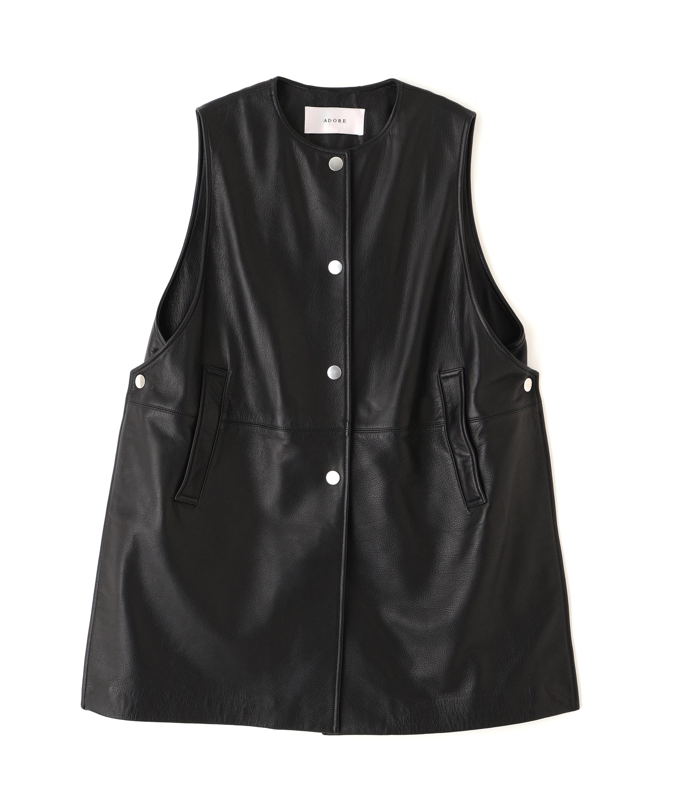 ADORE ◆ゴートレザージャケット ブラック ３８