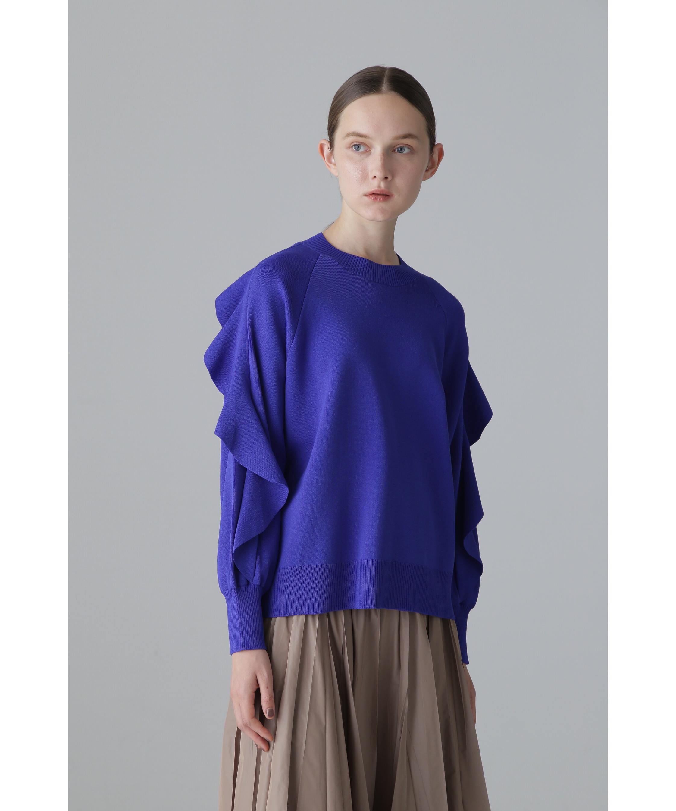 タグ付き　アドーア　ドロップラッフルニット　２０２３AW　ブルー タグ付き アドーア ドロップラッフルニット 2023AW ブルー