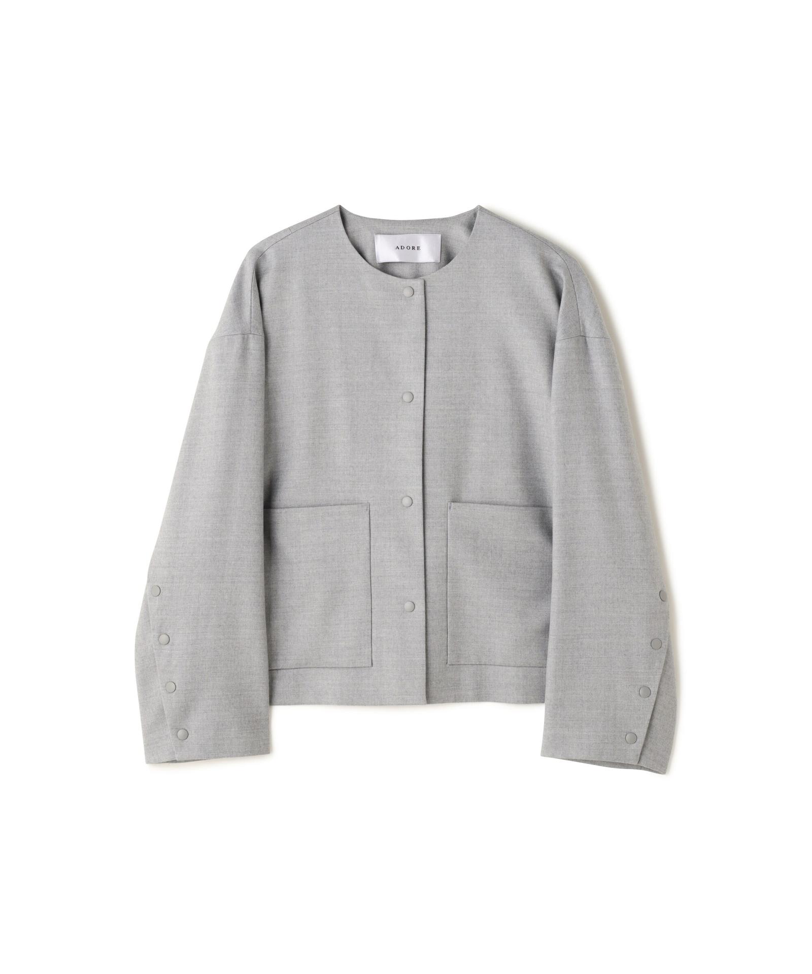 ADORE ウールサキソニーノーカラージャケット グレー 38 ADORE ウールサキソニーノーカラージャケット グレー 38