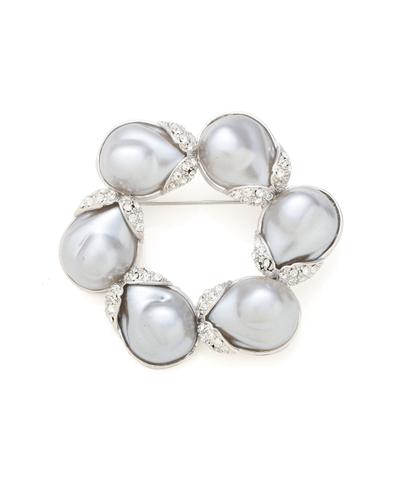 グレイッシュクリスタルブローチサークル