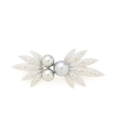 グレイッシュクリスタルブローチリーフ