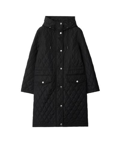 キルティング ナイロン フーデッドコート