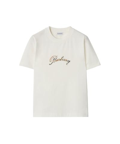 チェック カーシヴロゴ コットンTシャツ