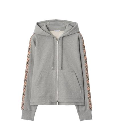 チェックトリム コットン ジップフーディー