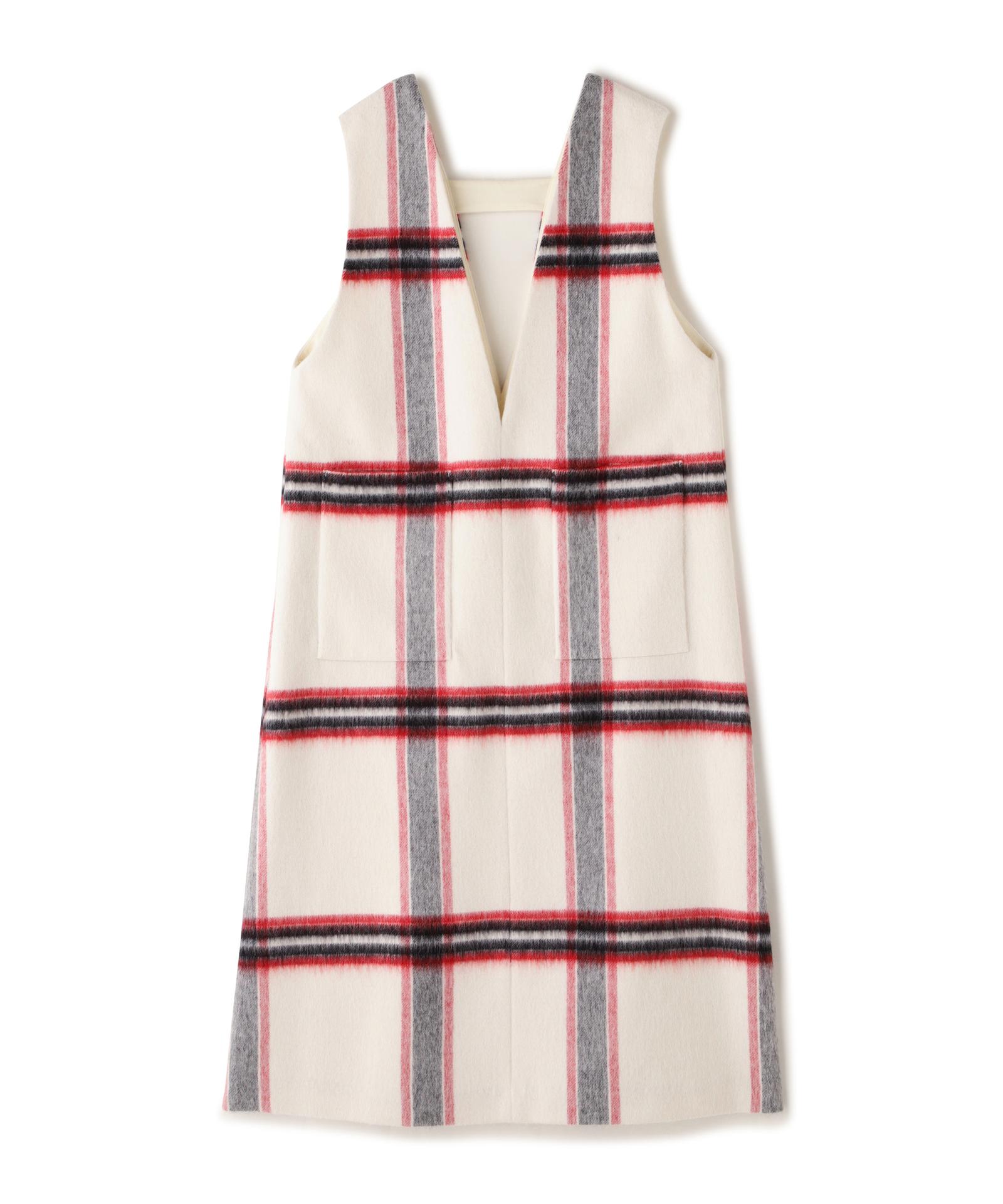 ADORE アルパカシャギーチェックワンピース ホワイト 38 ADORE アルパカシャギーチェックワンピース ホワイト 38