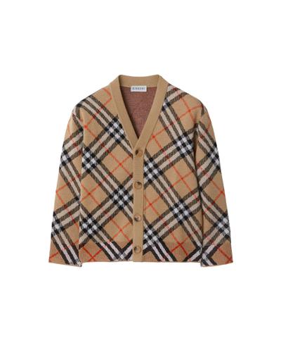 チェック ウールカーディガン