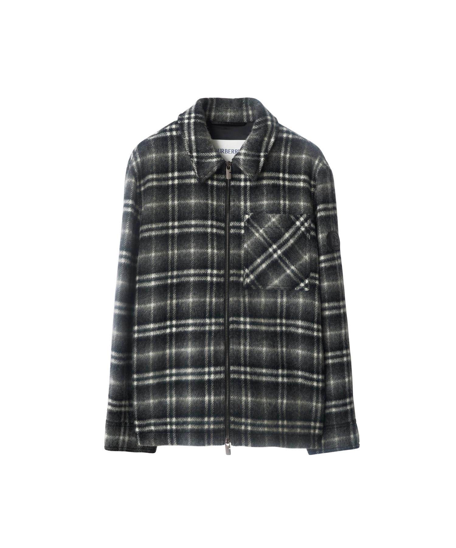 バーバリー パッチワークチェック ウールオーバーシャツ Lサイズ BURBERRY パッチワークチェック ウールオーバーシャツ