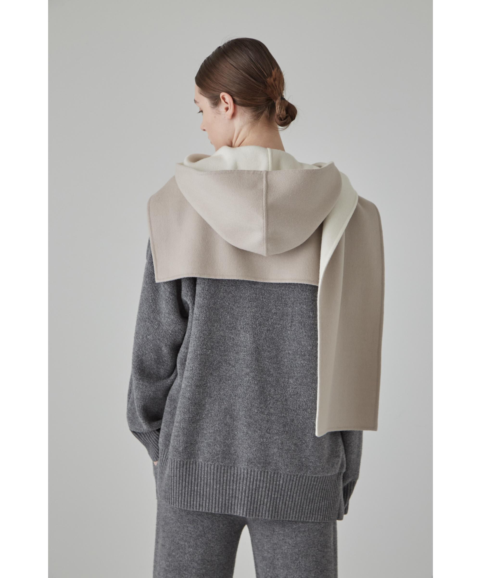 カシミヤ混 2TONE リバーフードストール(O10567044)｜阪急百貨店公式