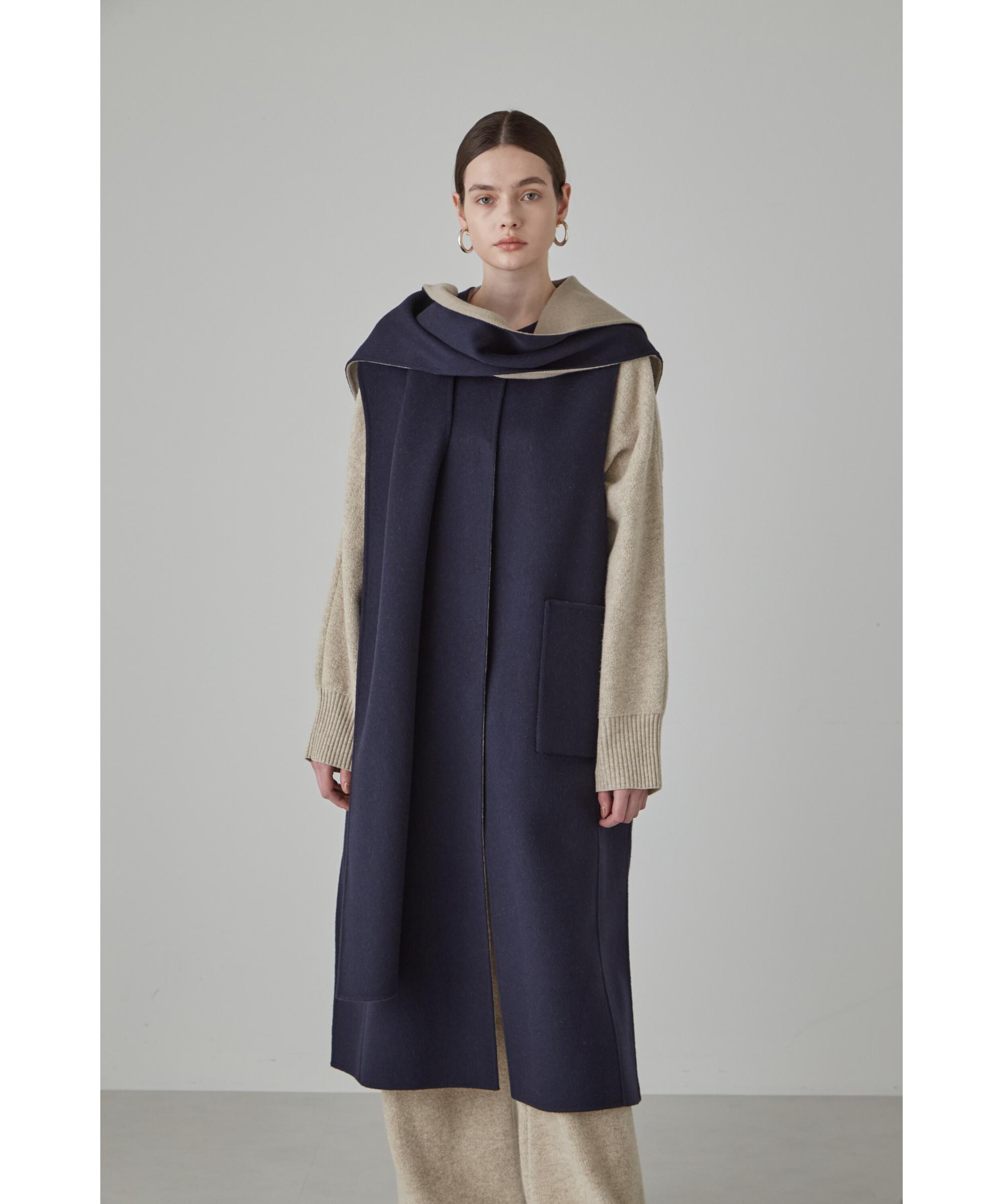 カシミヤ混 2TONE リバーフードストール(O10567044)｜阪急百貨店公式