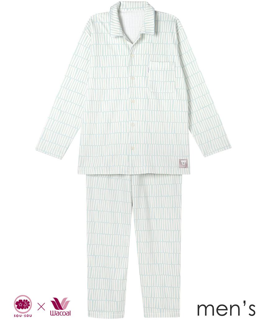 WACOAL睡眠科学 メンズパジャマ(YGW481) グリーン L(MN3) WACOAL睡眠科学 メンズパジャマ(YGW481) グリーン L(MN3)