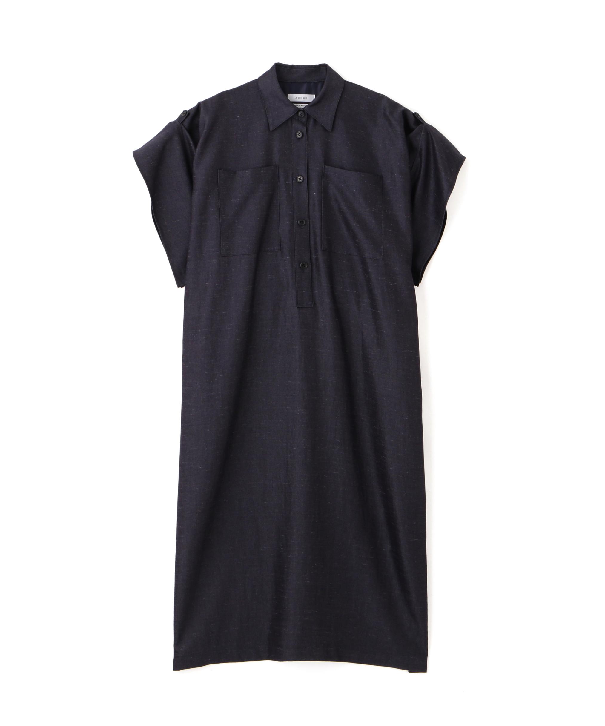 ADORE ◆KIMONOTスラブツイルワンピース ネイビー 38 ADORE ◆KIMONOTスラブツイルワンピース ネイビー 38