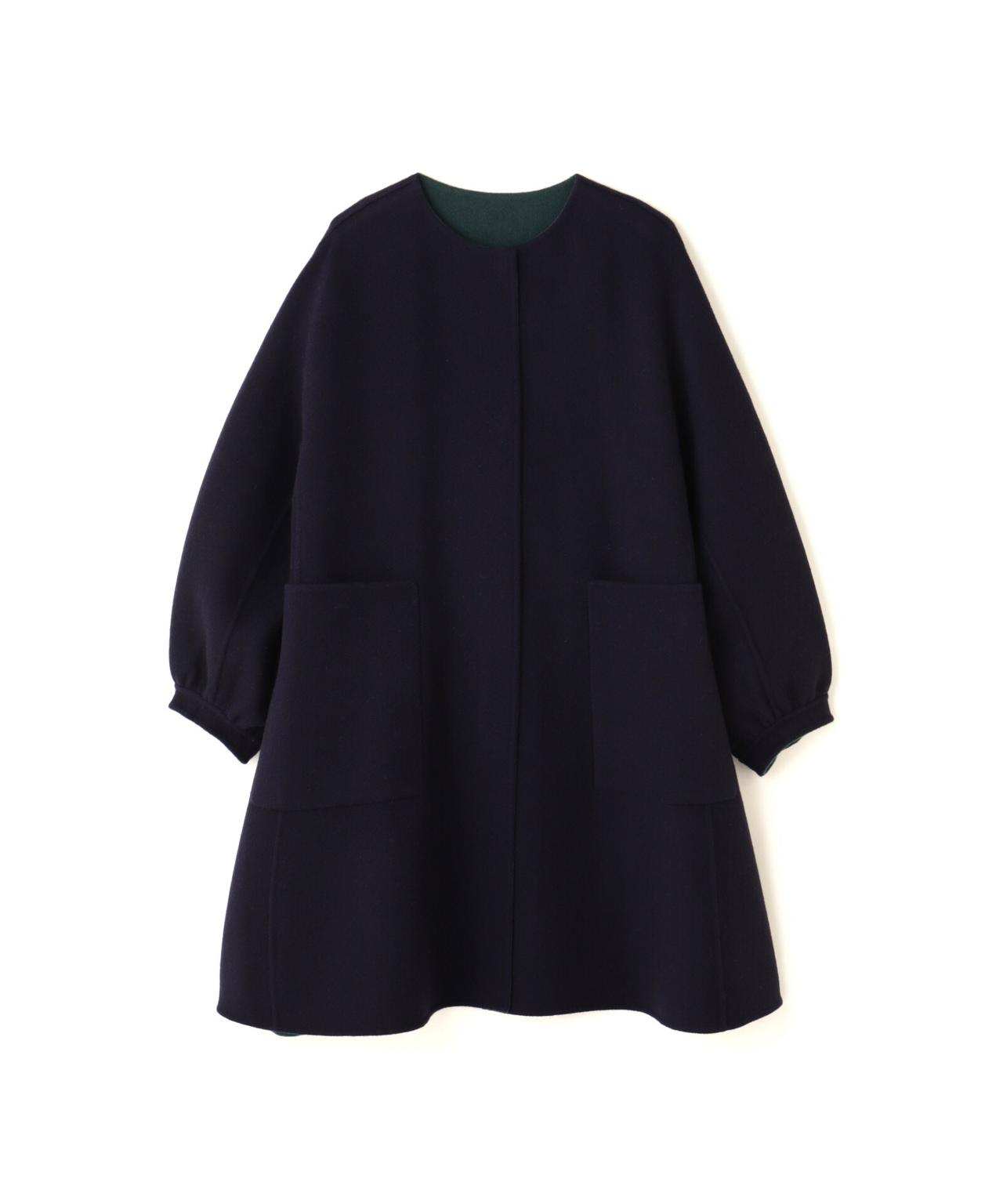 ◇カシミヤ混2TONEリバーノーカラーコート(O10637951)｜阪急