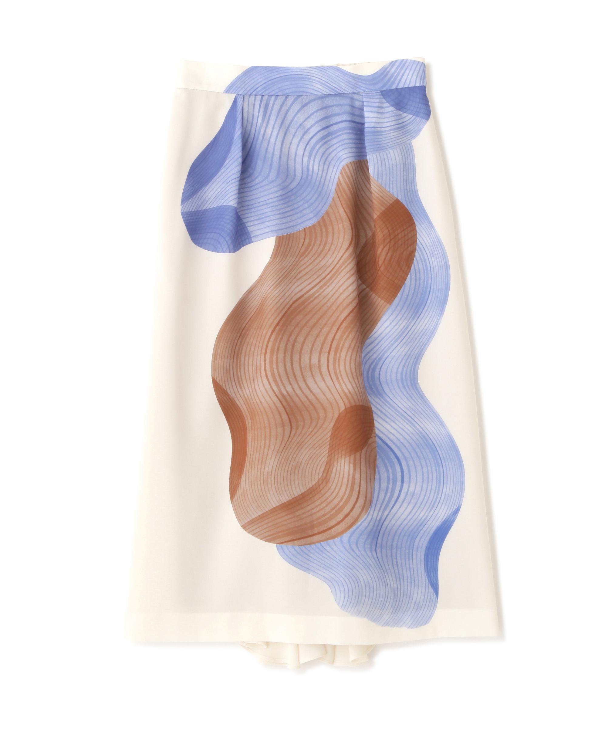 ADORE ◆コントゥアープリントスカート ブルー 36 ADORE ◆コントゥアープリントスカート ブルー 36