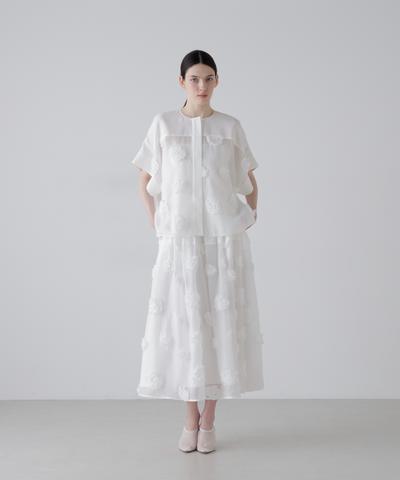 ドットフラワーエンブロイダリースカート